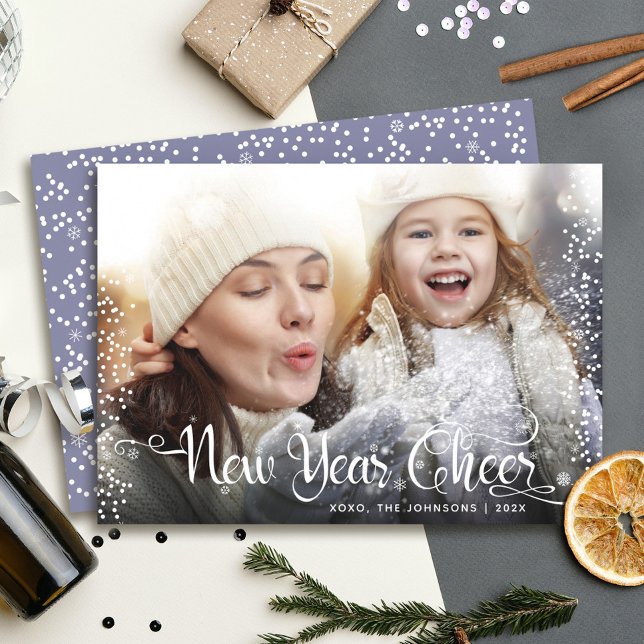 Tarjeta Festiva Alegre Año Nuevo Audaz Foto Moderno De Copos De Ni (Subido por el creador)