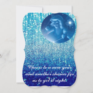 Tarjeta Festiva alegre Año Nuevo con bendición de ángulo