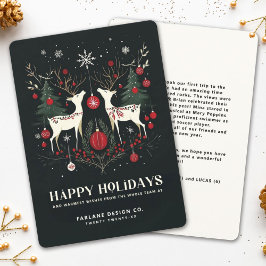 Tarjeta Festiva Alegre árbol navideño escandinavo