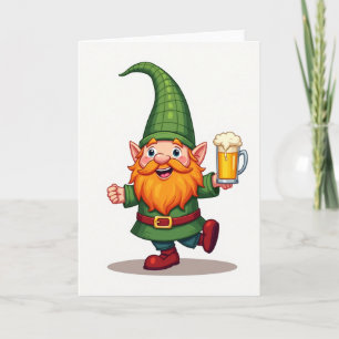 Tarjeta festiva alegre del gnomo