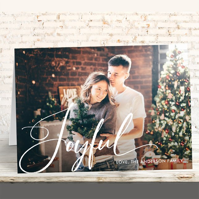 Tarjeta Festiva Alegre | Elegantes Navidades de guiones y fotograf (An elegant holiday card with your favorite family photo)