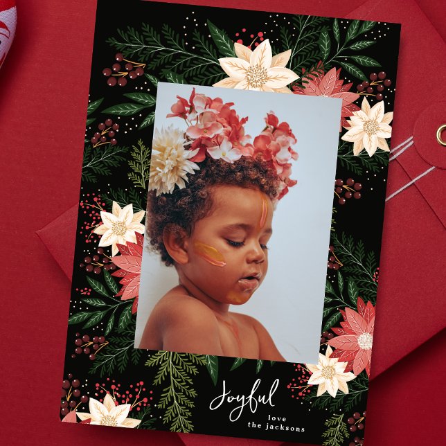 Tarjeta Festiva Alegre | Elegantes Navidades Esplendor Botánico (Subido por el creador)