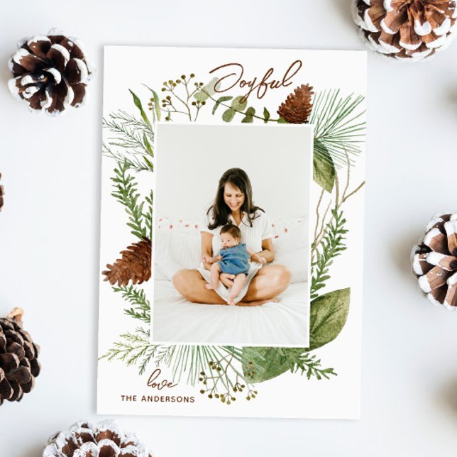 Tarjeta Festiva Alegre. Navidades de acuarela vegetación arbolada (Subido por el creador)