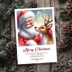Tarjeta Festiva Alegre Santa con divertido saludo navideño de Rudo