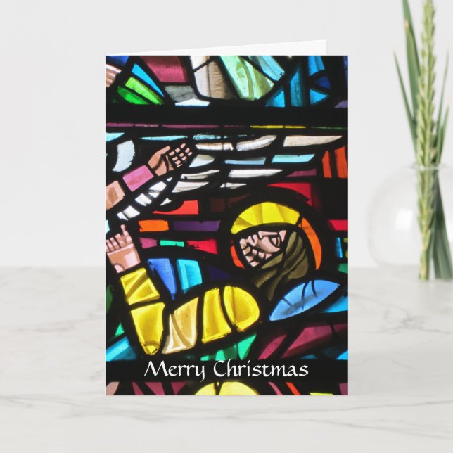 Tarjeta Festiva alegre vidrio navideño (Anverso)