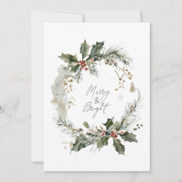 Tarjeta Festiva Alegre y Brillante Aquarela Corona Feliz Saludo