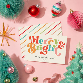 Tarjeta Festiva Alegre y Brillante Arcoíris Retro de Fiesta