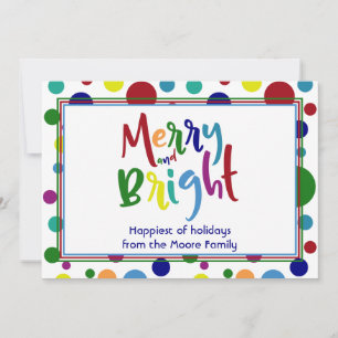 Tarjeta Festiva Alegre y Brillante con Letras y Círculos Coloridos