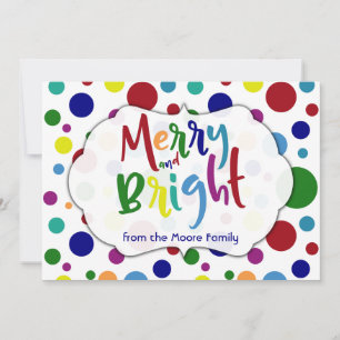 Tarjeta Festiva Alegre y Brillante con Palabras y Círculos Colorid
