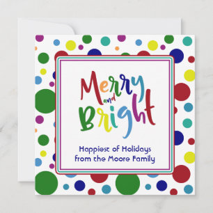 Tarjeta Festiva Alegre y Brillante Multicolor con Lunares Colorido
