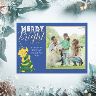 Tarjeta Festiva Alegre y Brillante Perro Lindo Azul Divertida Fami