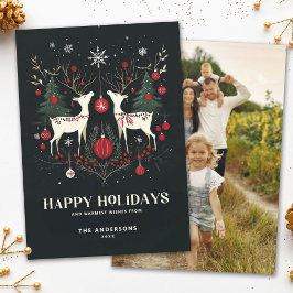 Tarjeta Festiva Alegre y cálida foto escandinava de árbol de Navid