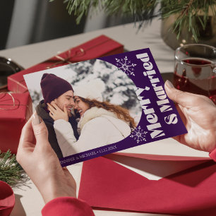 Tarjeta Festiva alegre y casada moderna arco foto púrpura