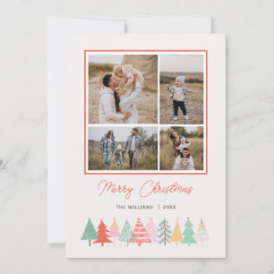 Tarjeta Festiva Alegres árboles navideños acogedores 4 fotos de Na