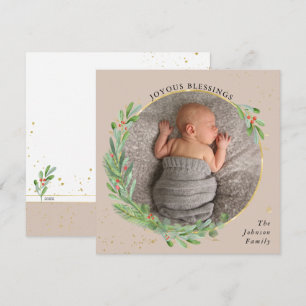 Tarjeta Festiva Alegres bendiciones de vegetación festiva en acuar
