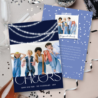 Tarjeta Festiva Alegres De Año Nuevo Iluminan Elegante Foto