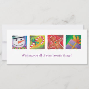 Tarjeta Festiva Alegres Navidades Art Snowman presentan Candy Cane