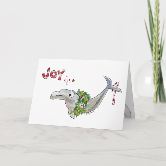 Tarjeta Festiva Alegres Navidades Dolphin Porpoise of Life (Anverso)