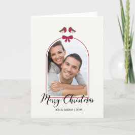 Tarjeta Festiva Alegres ropas navideñas y arcos de vacas rojas