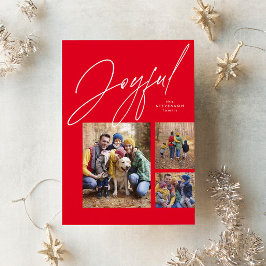 Tarjeta Festiva Alegres tres Navidades de la familia roja fotográf