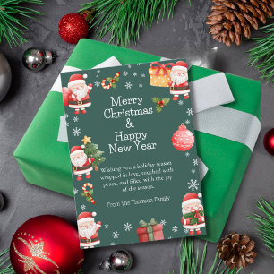 Tarjeta Festiva Alegres y alegres Navidades de Santa Claus