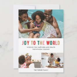 Tarjeta Festiva Alegría a la familia mundial Tres Navidades de fot