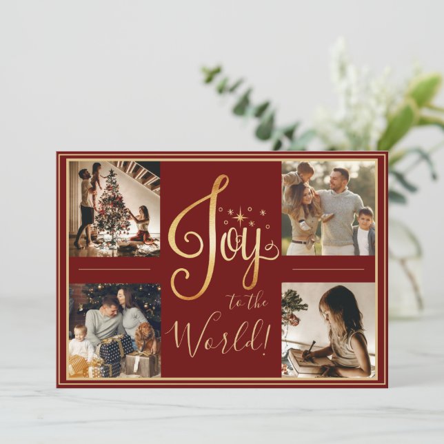 Tarjeta Festiva Alegría a los Navidades de fotografía del mundo ta (Anverso de pie)