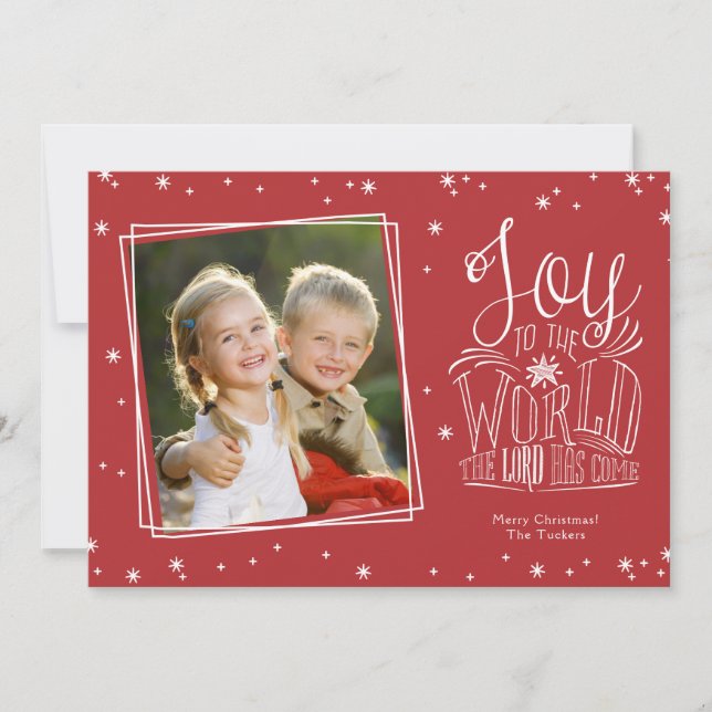 Tarjeta Festiva Alegría a los Navidades de fotografía rojas manusc (Anverso)