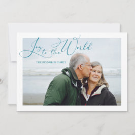 Tarjeta Festiva Alegría a los Navidades de fotografía turquesa del