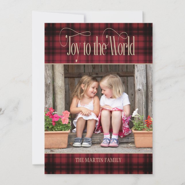 Tarjeta Festiva Alegría a los Navidades del mundo rojos de búfalo  (Anverso)