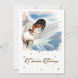 Tarjeta Festiva Alegría al mundo. Ángel afroamericano