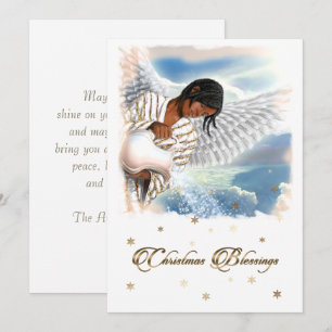 Tarjeta Festiva Alegría al mundo. Ángel afroamericano
