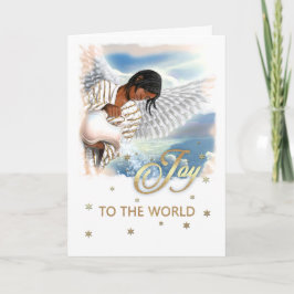 Tarjeta Festiva Alegría al mundo. Ángel afroamericano