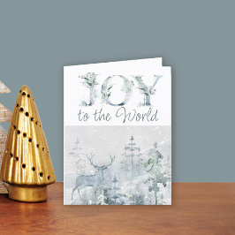 Tarjeta Festiva Alegría al mundo ciervo de bosque acuarela de invi