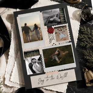 Tarjeta Festiva Alegría al mundo Collage de viaje Foto de familia