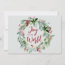 Tarjeta Festiva Alegria al Mundo Corona de Invierno Acuarela