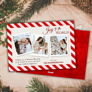Tarjeta Festiva Alegría al mundo moderno 3 fotos familiares lindas