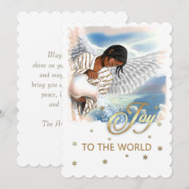 Tarjeta Festiva Alegría al mundo. Navidades Angel de Estados Unido