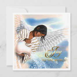 Tarjeta Festiva Alegría al mundo. Navidades Angel de Estados Unido