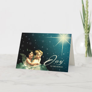 Tarjeta Festiva Alegría al mundo. Navidades de Vintage Angels