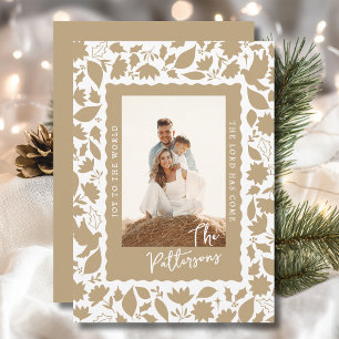 Tarjeta Festiva Alegría Al Mundo Navidades Religiosos Florales Fot