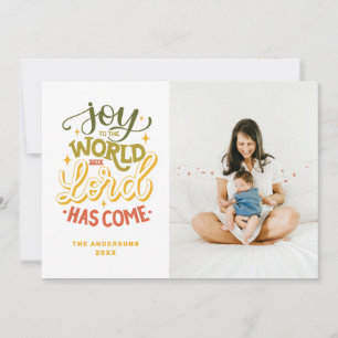 Tarjeta Festiva Alegría al mundo que el Señor ha venido. Navidades