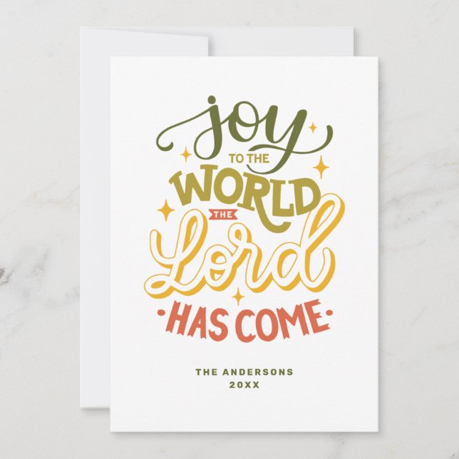 Tarjeta Festiva Alegría al mundo que el Señor ha venido. Navidades (Anverso)