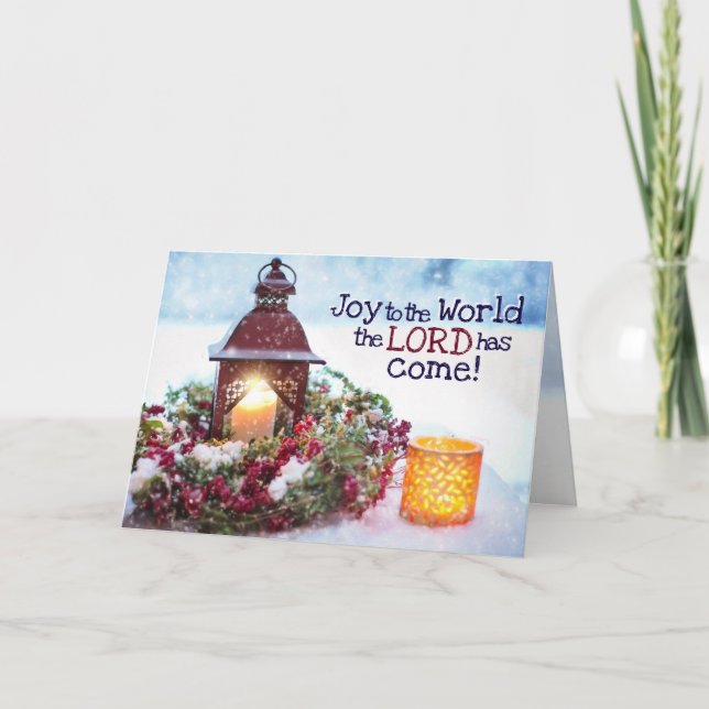 Tarjeta Festiva Alegría al mundo que el Señor ha venido, Navidades (Anverso)