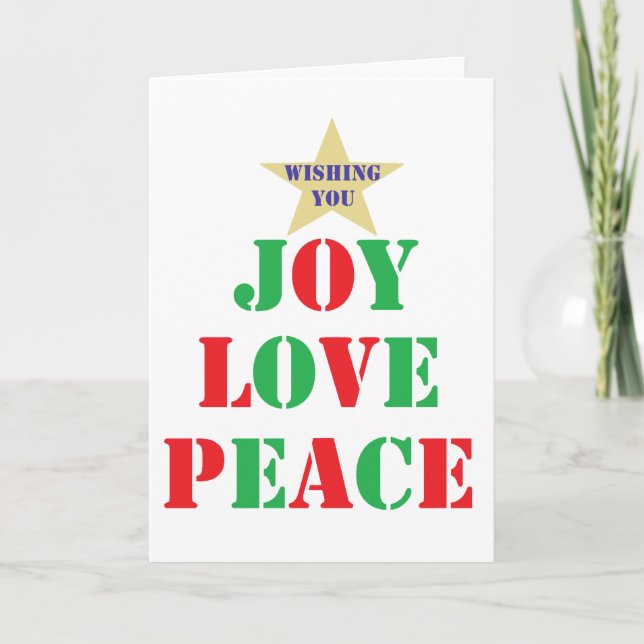 Tarjeta Festiva Alegría, amor, paz (Anverso)