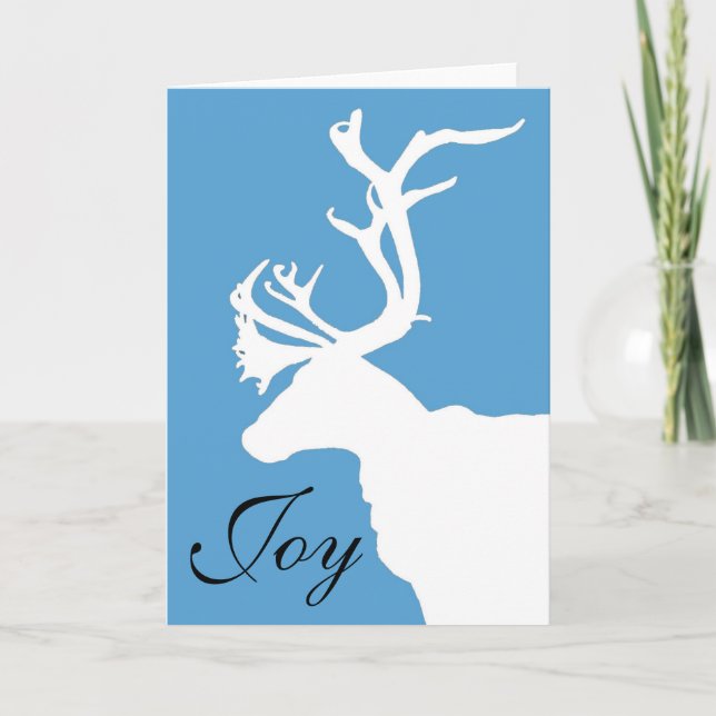Tarjeta Festiva Alegría blanca del reno (Anverso)