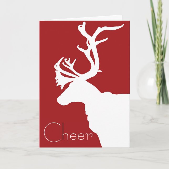 Tarjeta Festiva Alegría blanca del reno (Anverso)