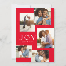 Alegría cinco collages de fotos de Navidades rojos