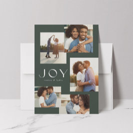 Tarjeta Festiva Alegría cinco collages de fotos de Navidades verde