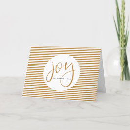 Tarjeta Festiva Alegría con cartas de mano con carta de oro